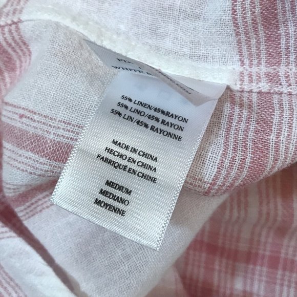 Rails Size M Medium Charli Linen Blend Plaid Button Down in White Rouge Sand - Picture 6 of 6